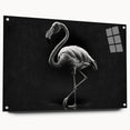 Side view of a vibrant flamingo-themed wall art collection displayed in an acrylic glass frame, showcasing intricate details and colorful design elements, ideal for home decor.