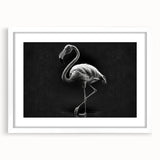 Framed wall art featuring a vibrant flamingo design in a contemporary style, set against a white background with a mat for added elegance. Perfect for modern home decor.