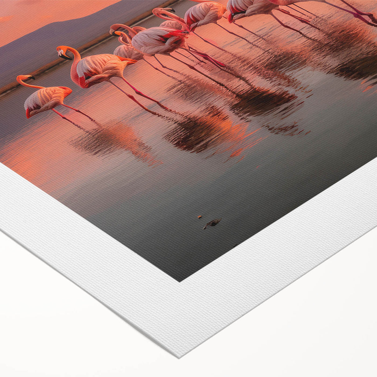 Flamingo-themed wall art collection on rolled canvas, showcasing vibrant pink flamingos among tropical foliage, perfect for adding a lively touch to home decor.