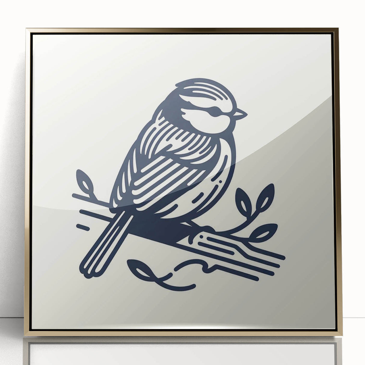 Framed wall art collection showcasing vibrant garden birds design with gold accents, ideal for home decor. Perfect for bird lovers and nature enthusiasts.