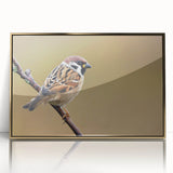 Framed wall art collection showcasing vibrant garden birds design, featuring intricate details and a gold-acrylic finish, perfect for enhancing home decor.