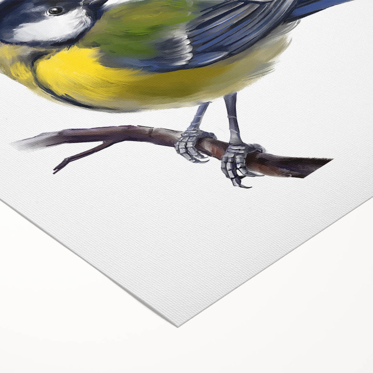 Colorful rolled canvas featuring a vibrant garden bird design, showcasing various species perched among lush greenery. Ideal for enhancing home decor with nature-inspired art.