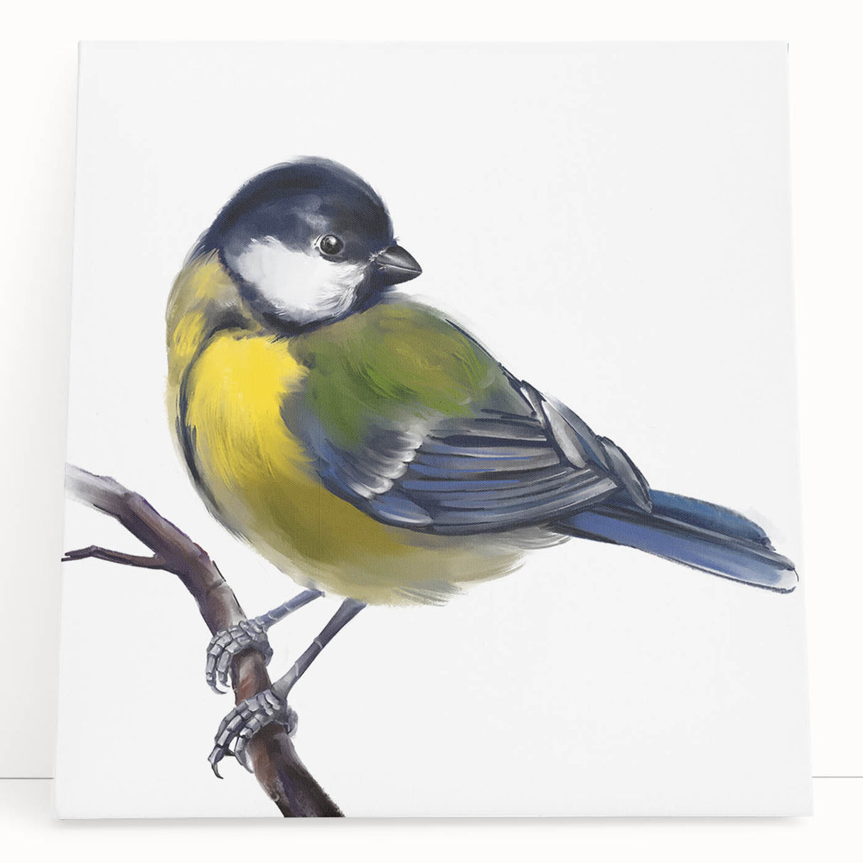 Colorful garden birds wall art collection printed on stretched canvas, showcasing vibrant birds amidst lush greenery, ideal for home decor enthusiasts.