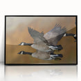 Framed acrylic wall art featuring a striking goose design, set against a sleek black background, perfect for modern home decor enthusiasts seeking unique nature-inspired pieces.