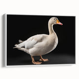 Framed canvas wall art featuring a stylish goose design, set against a white background, showcasing intricate details and a modern aesthetic for home décor.