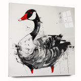 Side view of a wall art collection featuring a goose design printed on acrylic glass, showcasing vibrant colors and intricate details, perfect for modern home decor.