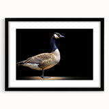 Black-framed wall art featuring a stylish goose design, showcased in a modern mat, perfect for enhancing home decor with a touch of nature-inspired elegance.