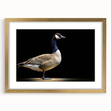Framed wall art featuring a golden mat and a beautiful goose design, showcasing vibrant colors and intricate details, perfect for enhancing home decor.