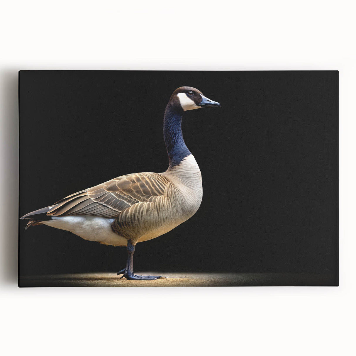 Stretched canvas wall art featuring a serene goose design in soft pastel colors, perfect for enhancing home decor and creating a tranquil atmosphere.