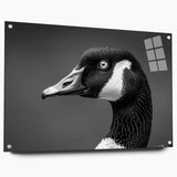 Elegant wall art collection showcasing a side view of three acrylic glass panels featuring a stylized goose design, mounted with decorative pins, ideal for modern home decor.