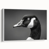 Framed canvas wall art featuring a serene goose design in a minimalist white frame, showcasing elegant colors and fine details, perfect for home decor.
