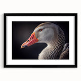 Framed wall art collection showcasing a detailed goose design with a black mat, ideal for home decor, emphasizing modern aesthetics and wildlife themes.