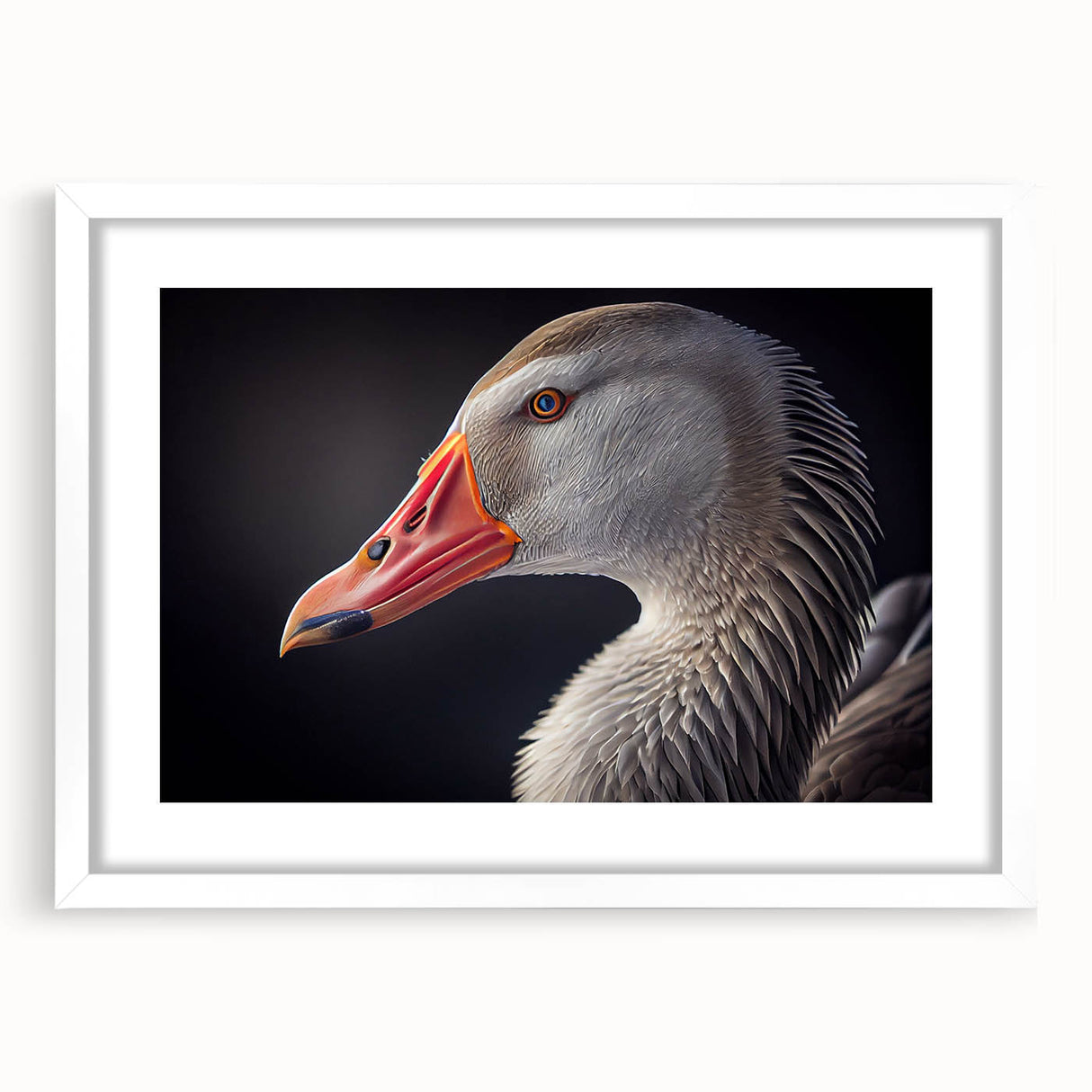 Framed wall art collection showcasing elegant goose designs in a minimalist white frame with matting, perfect for modern decor. Ideal for bird lovers and home styling.