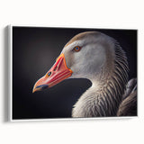 Framed wall art featuring a serene goose design in soft colors, set against a white background, showcasing elegant brush strokes and a modern aesthetic. Perfect for nature-inspired decor.
