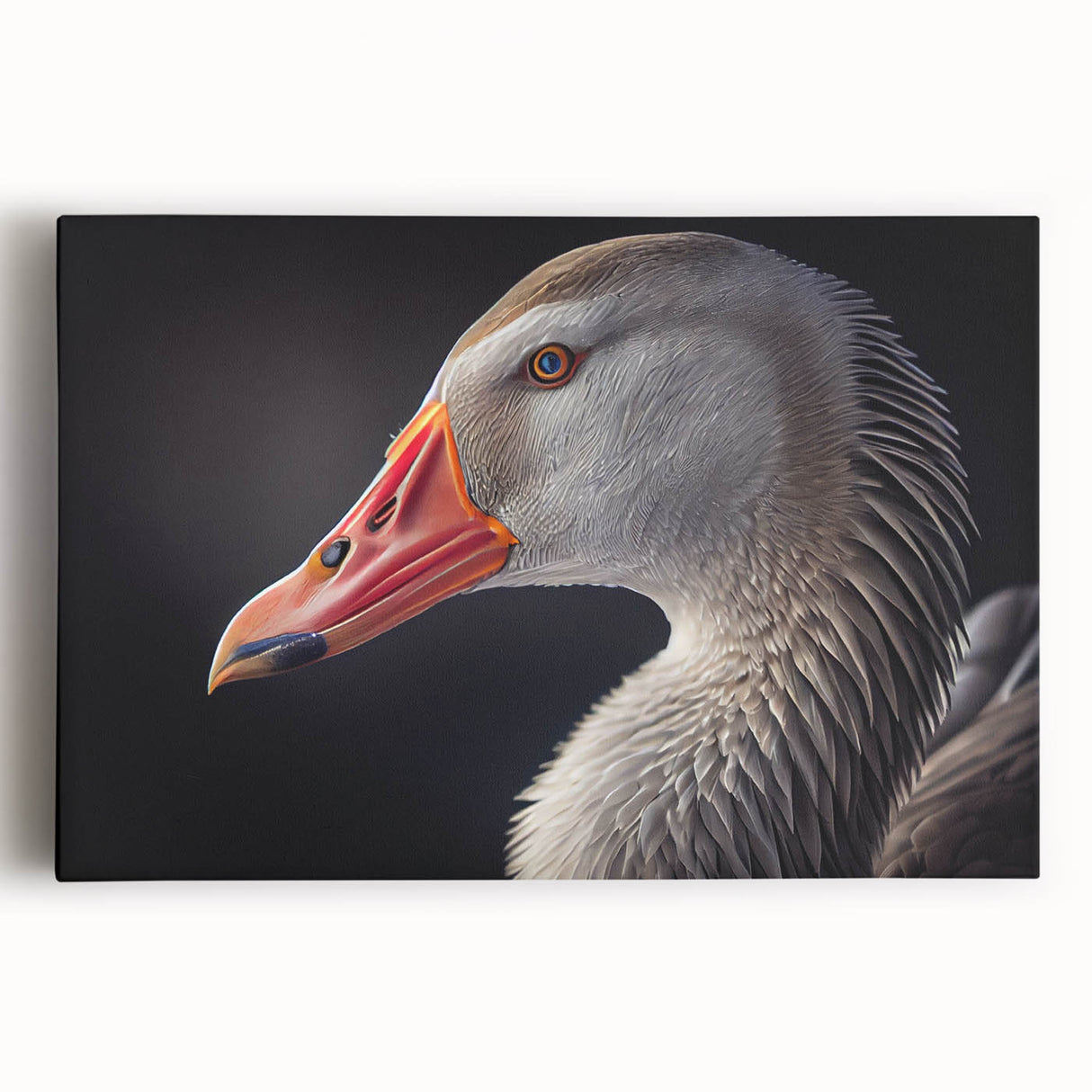 Stretched canvas wall art featuring a serene design of geese in a natural habitat, showcasing soft colors and intricate details, perfect for home decor.