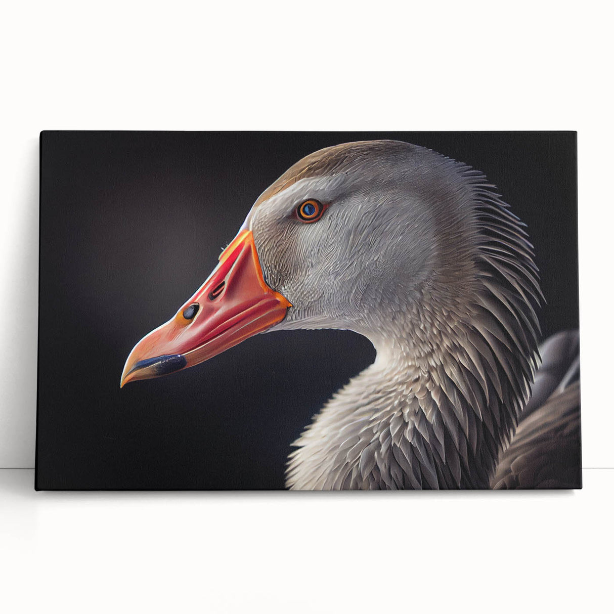 Stretched canvas wall art showcasing a serene goose design, featuring soft pastel colors and a modern aesthetic, perfect for home décor and nature lovers.
