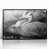 Framed wall art featuring a stunning goose design, showcasing intricate details in black acrylic with a sleek modern frame. Ideal for contemporary decor.