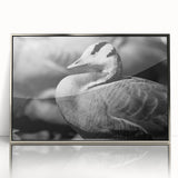 Framed wall art collection showcasing a stylish goose design in silver acrylic, set against a sleek background, perfect for modern home decor.