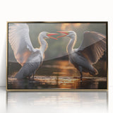Framed wall art collection featuring elegant heron and egret designs in gold-accented acrylic. Perfect decor for nature lovers, enhancing any living space.