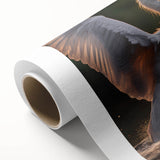 Rolled canvas art featuring a serene heron and egret design, showcasing delicate brushstrokes and vibrant colors, perfect for nature-themed decor and wall displays.