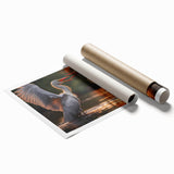A beautifully detailed rolled print showcasing a heron and egret design, perfect for home decor. The vibrant colors and intricate patterns enhance any wall art collection.