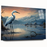 Elegant acrylic wall art piece showcasing a heron and egret design, displayed in a side view without pins, perfect for enhancing home decor.