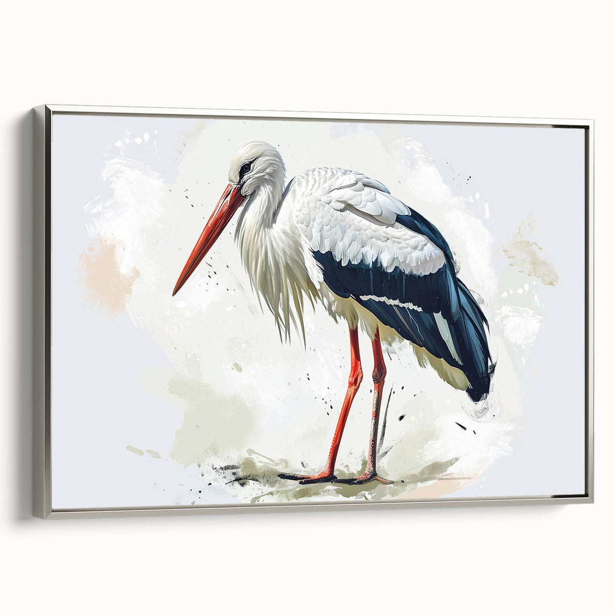 Framed wall art collection featuring a silver side view of elegant herons and egrets in a serene nature setting, perfect for enhancing home decor with a touch of tranquility.