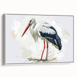 Framed wall art collection showcasing a serene heron and egret design on a white background, perfect for enhancing modern home decor. The side view highlights the sleek frame and vibrant colors of the birds, ideal for nature lovers.