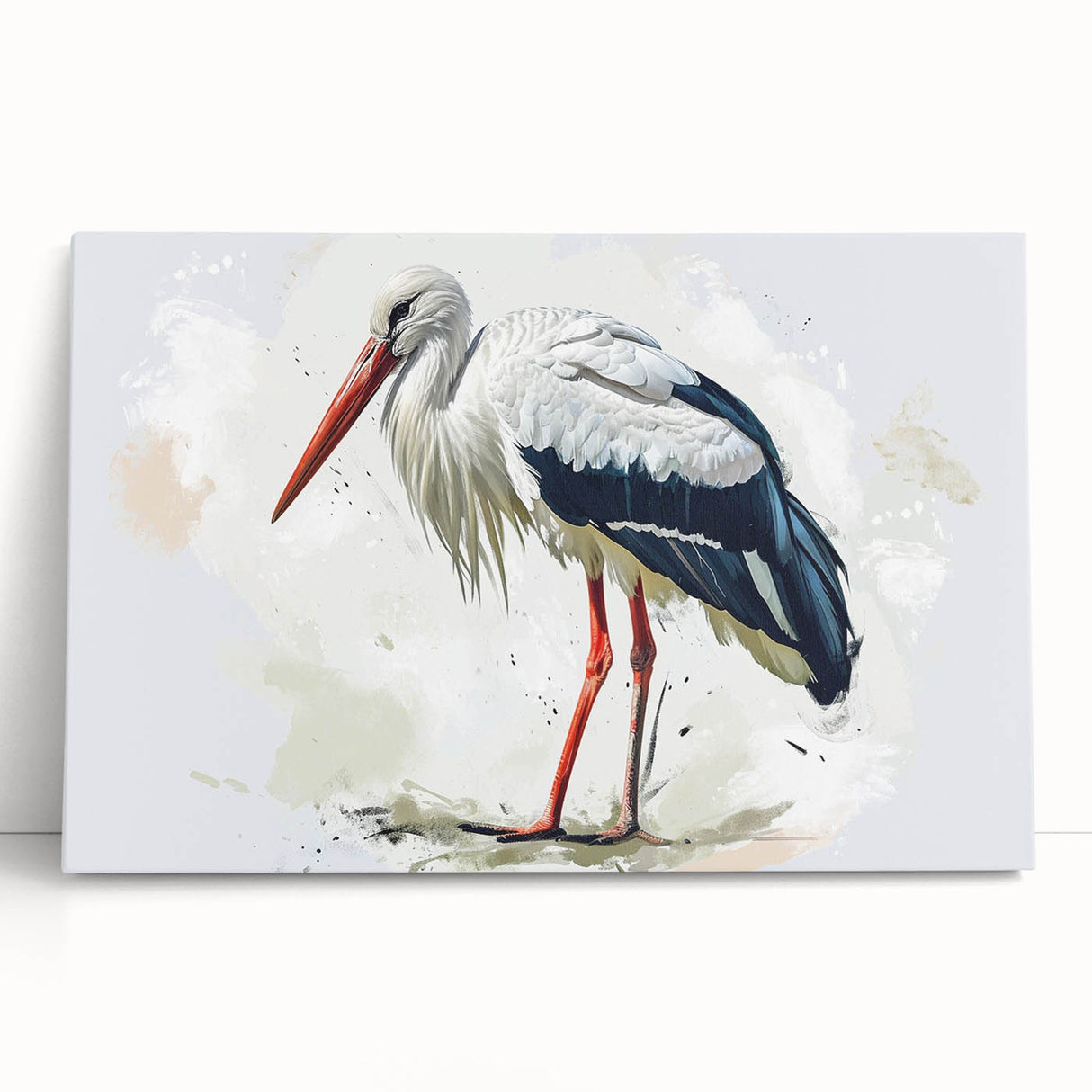 Stretched canvas wall art featuring elegant herons and egrets against a serene background, perfect for enhancing any nature-inspired decor.