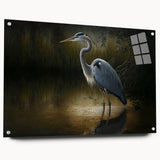 Elegant wall art collection showcasing a side view of heron and egret designs on acrylic glass, featuring vibrant colors and detailed textures, ideal for enhancing home decor.