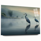 Elegant acrylic wall art featuring a side view of a heron and egret design, showcasing vibrant colors and intricate details, perfect for nature lovers' home decor.