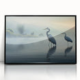 Framed wall art featuring a heron and egret design, showcasing intricate details and vibrant colors, perfect for enhancing home decor and adding a touch of nature.