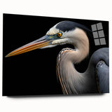 Elegant acrylic glass wall art showcasing a side view of a heron and egret design, perfect for enhancing home decor with a nature-inspired theme.