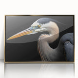 Framed wall art featuring a heron and egret design in gold-accented acrylic, ideal for elegant home decor. This piece showcases intricate detailing and vibrant colors, enhancing any living space.