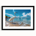 Framed wall art collection featuring a heron and egret design, displayed in a sleek black frame with a white mat, perfect for enhancing contemporary decor. This stylish piece showcases intricate bird illustrations, adding elegance to any room.