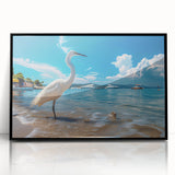 Framed wall art collection showcasing a heron and egret design in black acrylic, highlighting intricate bird details against a minimalist background for modern decor.