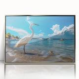 Framed wall art collection showcasing elegant heron and egret designs in a silver-acrylic finish, perfect for enhancing modern home decor.
