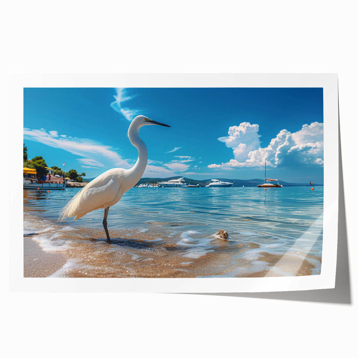 Elegant wall art featuring a heron and egret design, showcasing vibrant colors and intricate details, ideal for enhancing home decor and nature-inspired themes.