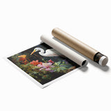 Elegant wall art print showcasing a heron and egret design, featuring soft pastel colors and intricate detailing, perfect for enhancing home decor aesthetics.