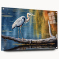 Stylish wall art collection featuring a side view of three acrylic glass panels showcasing heron and egret designs, elegantly displayed with pins. Perfect for nature-inspired decor.
