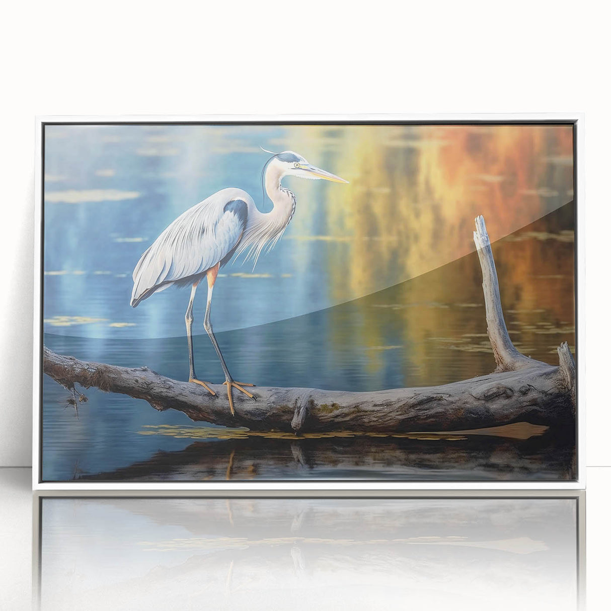 Framed wall art collection featuring elegant heron and egret designs in soft pastel colors, ideal for enhancing modern home decor and bringing nature indoors.