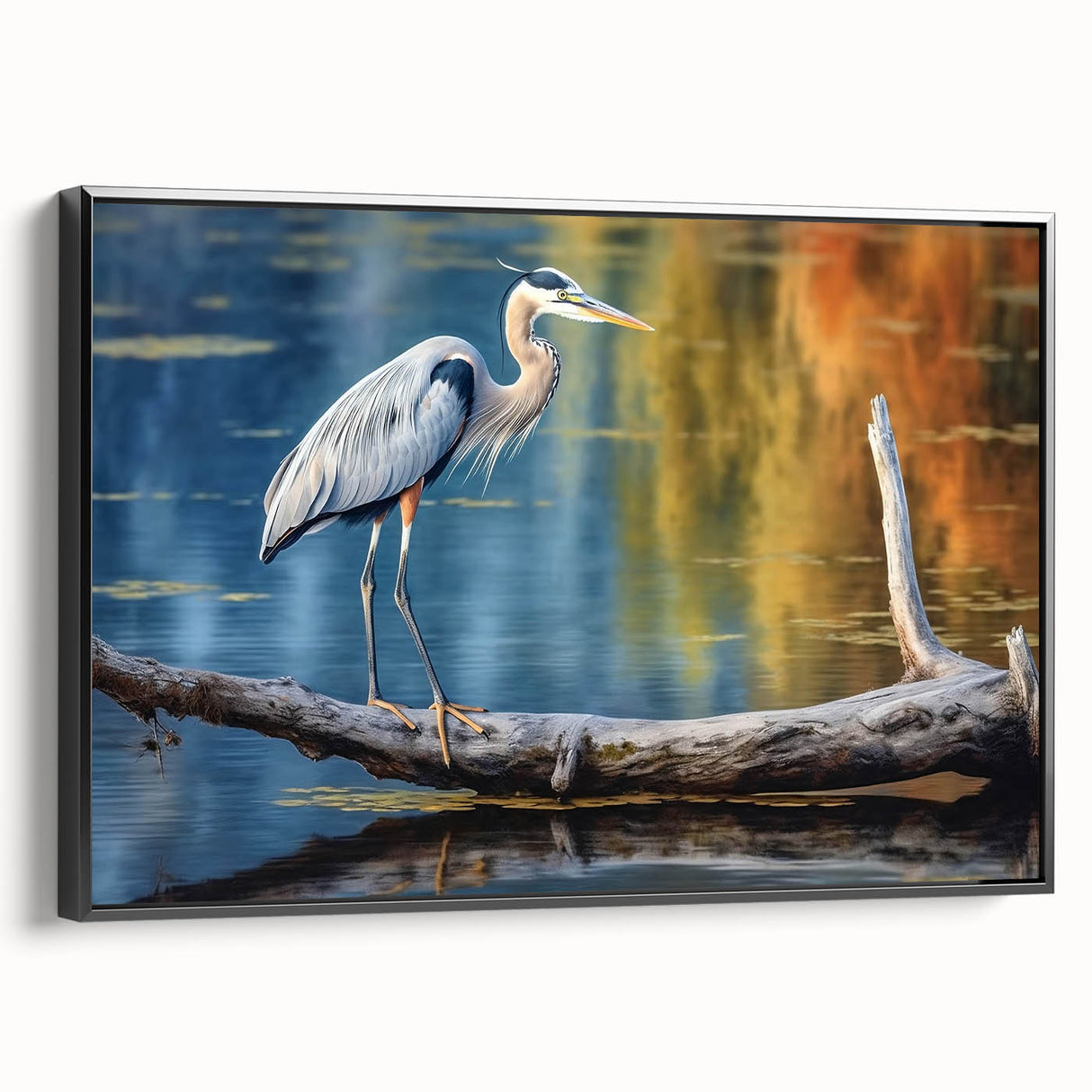 Framed wall art collection featuring elegant heron and egret designs on black canvas, showcasing intricate details and textures, perfect for enhancing home decor.