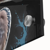 Close-up of a stunning wall art collection featuring a heron and egret design, printed on acrylic glass; vibrant colors and intricate details enhance the coastal decor.