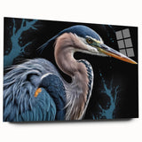 Elegant wall art collection featuring a side view of heron and egret designs on acrylic glass, showcasing vibrant colors and intricate details, perfect for modern decor.