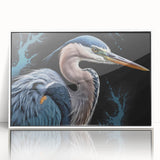 Framed wall art collection featuring elegant heron and egret designs in a modern white frame, ideal for enhancing home decor with nature-inspired aesthetics.