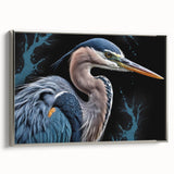 Framed wall art collection featuring a heron and egret design, elegantly displayed with a silver frame, ideal for enhancing modern home décor aesthetics.