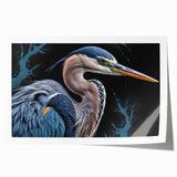 Elegant rolled print of heron and egret wall art design, showcasing vibrant colors and intricate details, perfect for nature-inspired home decor.