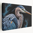 Stretched canvas wall art featuring a serene heron and egret design in soft pastel colors, showcasing their elegant forms against a tranquil background, perfect for nature lovers.