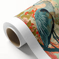 Elegant rolled canvas wall art featuring a serene heron and egret design, showcasing delicate brush strokes and vibrant colors, perfect for nature-themed decor.
