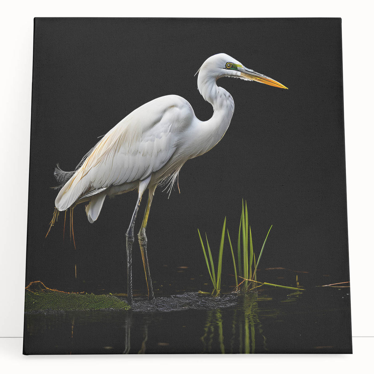 Stretched canvas wall art showcasing elegant heron and egret designs in soft blues and whites, perfect for enhancing coastal home decor aesthetics.